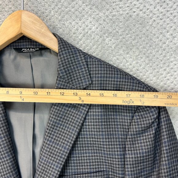 JoS. A. Bank Mens Blazer 1905 Micro Check Blue Gray Wool Traditional Fit Sz 40R - Picture 11 of 15